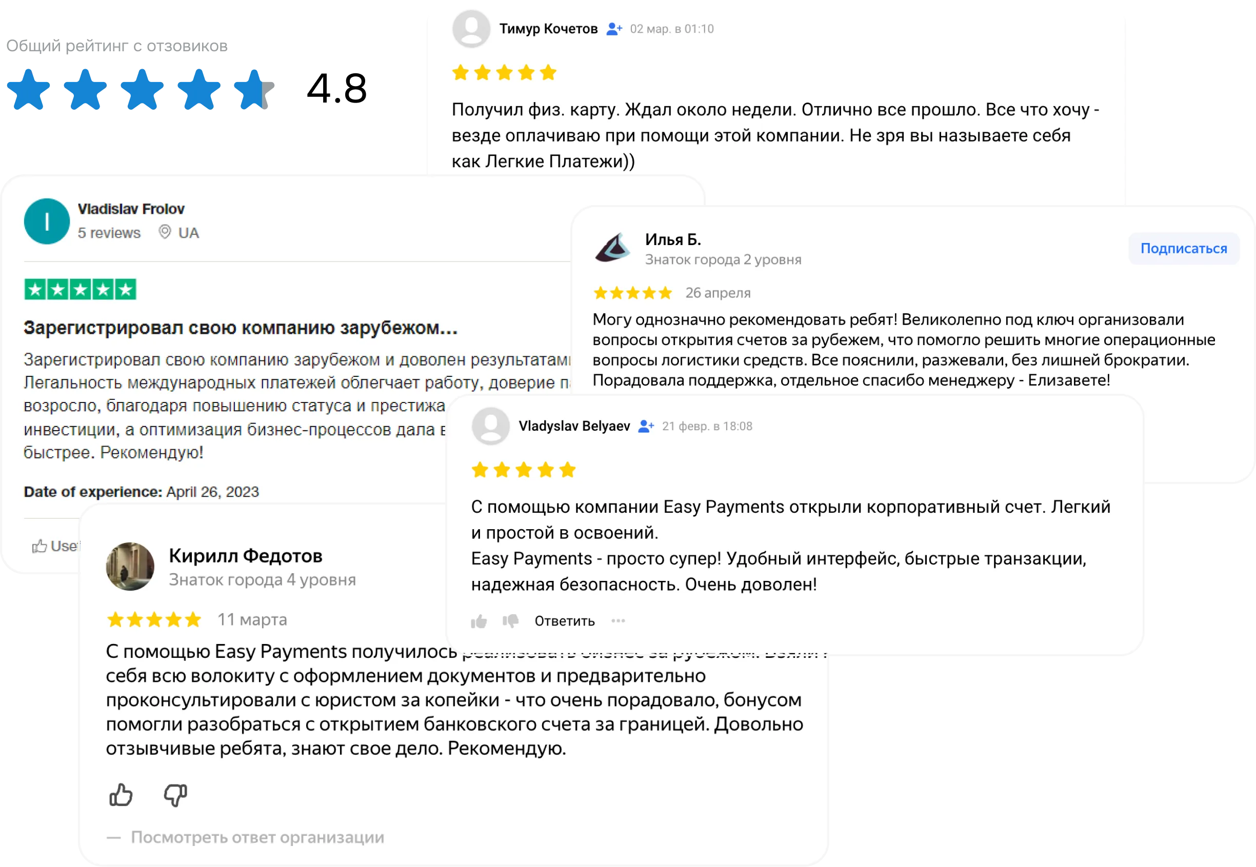 Отзывы клиентов Easy Payments на Trustpilot