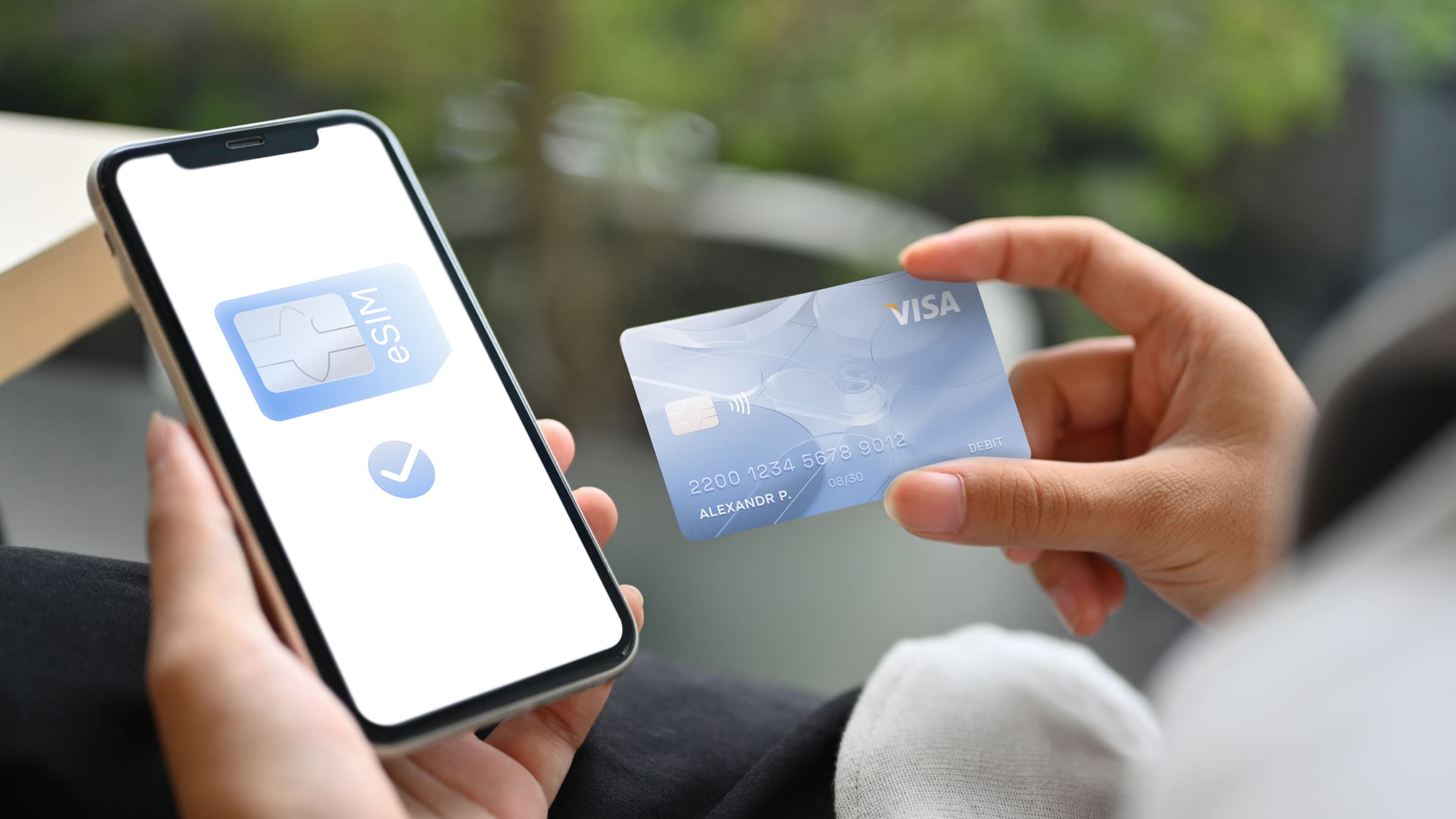 Оплатить eSIM можно с помощью иностранной банковской картой VISA / MasterCard.